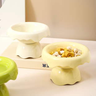 Petal cat bowl ceramic removable goblet cat food bowl cervical support dog food bowl pet supplies cat water feeding bowl