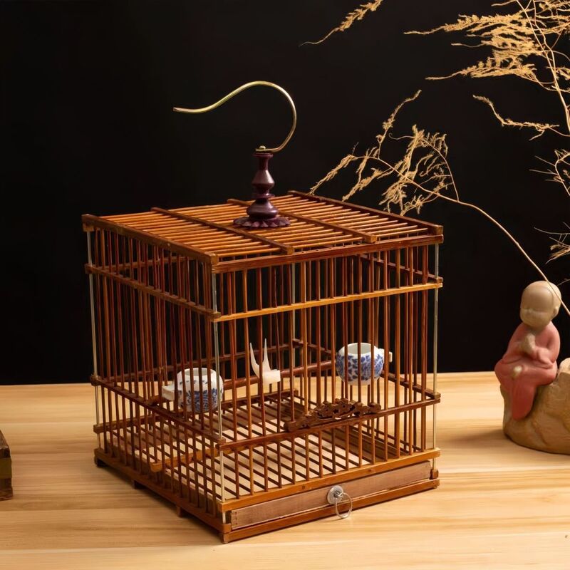 新しい竹長方形紫竹鳥かごイエローバード翡翠鳥竹麻手作り特別価格アクセサリー|undefined