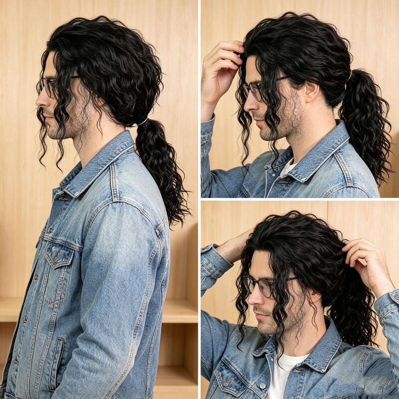 Mj Michael Jackson Wig Medium-Length Mechanical Dance Imitation Show Stage Cosplay Synthetic Fiber Headgear