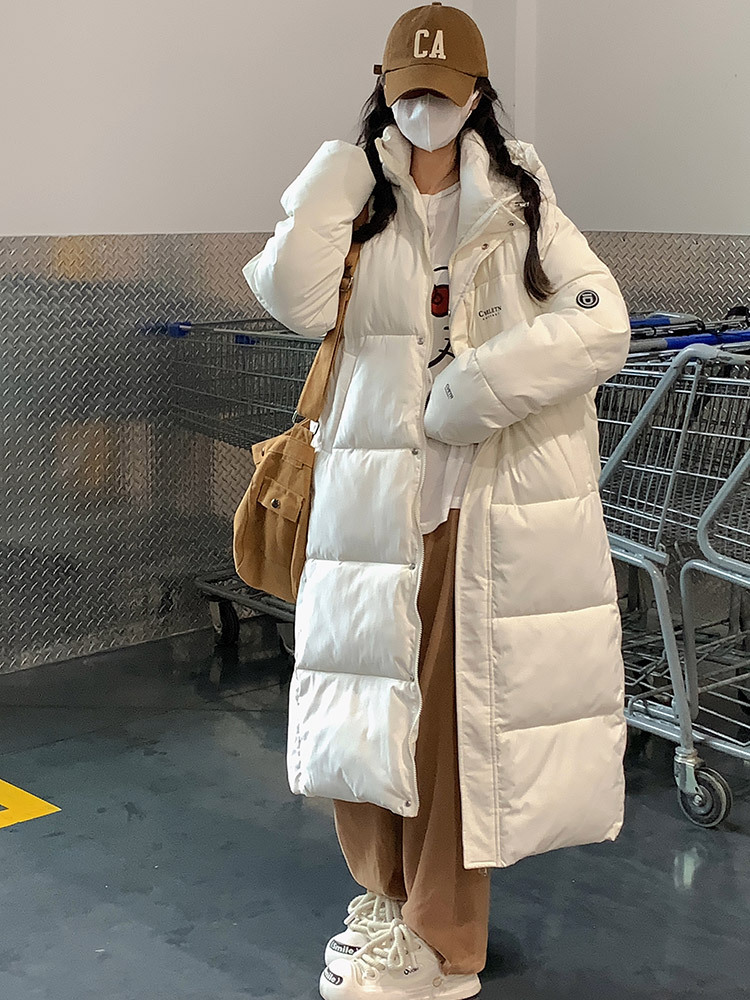 2023 nuevo invierno largo chaqueta de algodón mujer con capuzas gruesas delgadas sueltas vino rojo chaqueta de algodón cálida