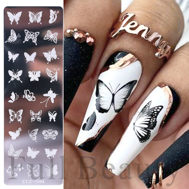 国境を越えたネイルアート鋼板ツール草花蝶薔薇小清新ネイルステンレス鋼板プリントnail|undefined