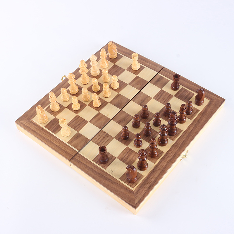 Juego de ajedrez magnético tablero de ajedrez de madera plegable portátil juego de ajedrez de madera maciza