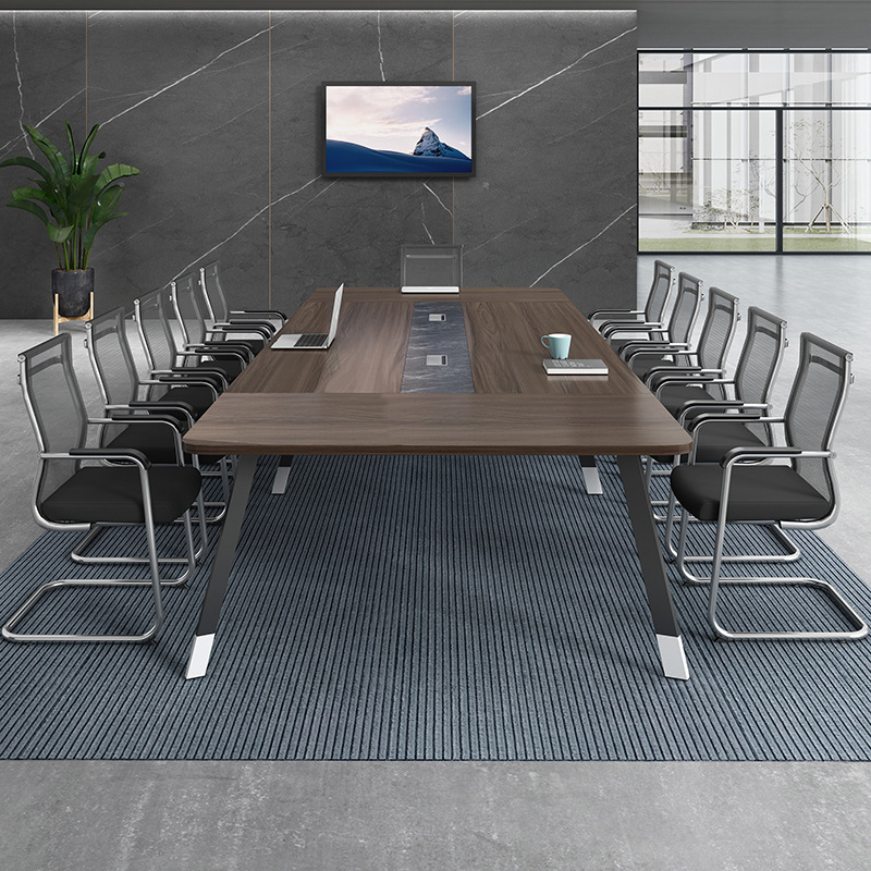 会議のテーブルの長いテーブルは簡単で現代的な事務のテーブルと椅子の組み合わせの小型会議室のテーブルの楕円の長いテーブルの仕事台です。