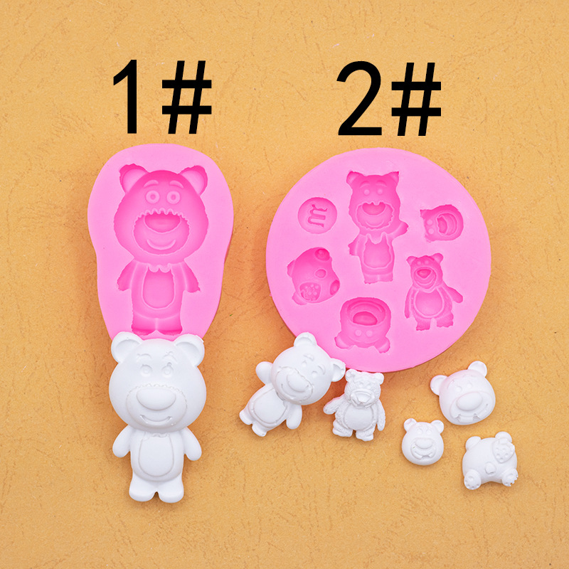 Oso de fresa serie silicona molde DIY fondant pastel chocolate Decoración Accesorios epoxi aromaterapia vela