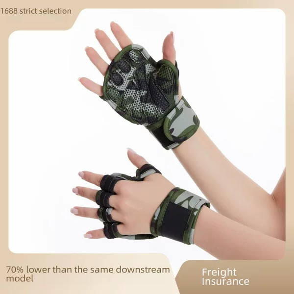 Factory wholesale sales leather thickened silicone riding gloves fitness gloves weightlifting half finger wristband gloves