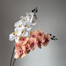 欧式复古秋色9头蝴蝶兰仿真花 外贸出口家居软装高档假花厂家批发