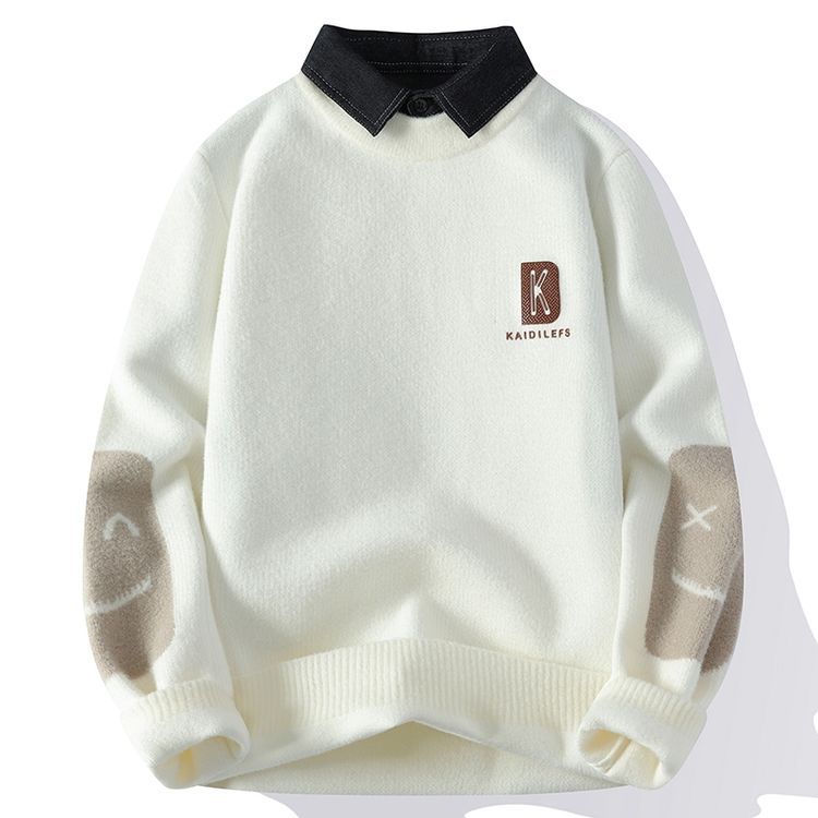 Cross-Border Hot Sale, Popular Ready-Made Autumn and Winter Casual Shirt Collar Knitwears, Fake Two-Piece Knitwears, Knitwears, Knitwears