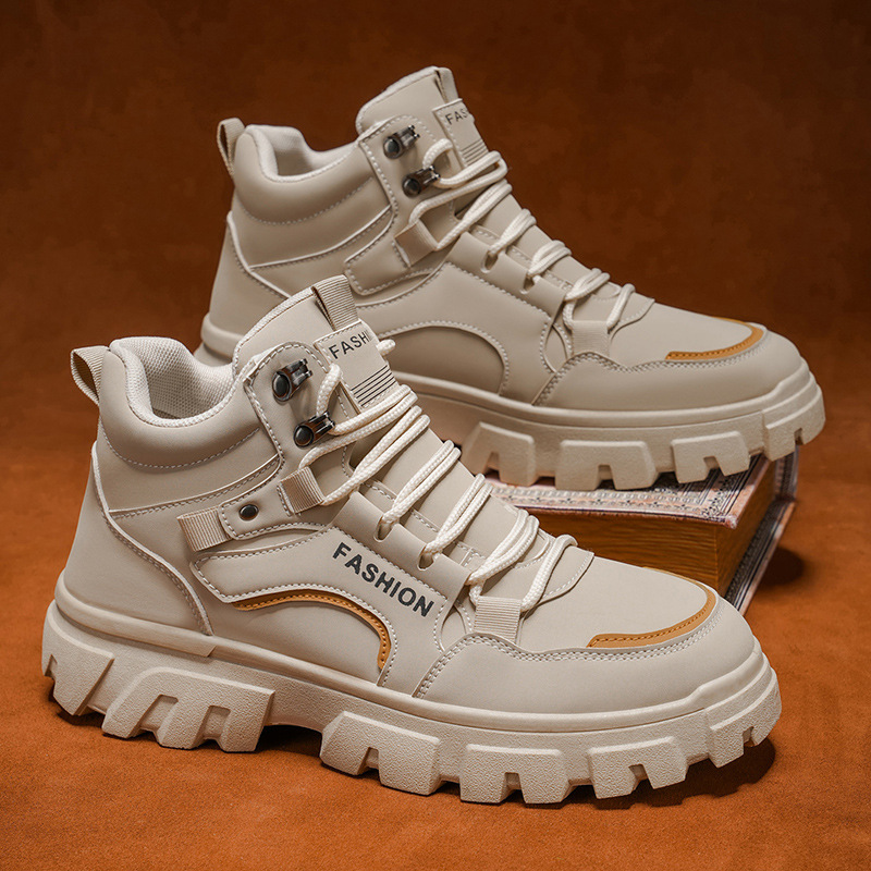 Zapatos de altura para hombres primavera 2026 nuevo hombre anti-deslizante botas Martin al aire libre contra el desgaste botas de trabajo