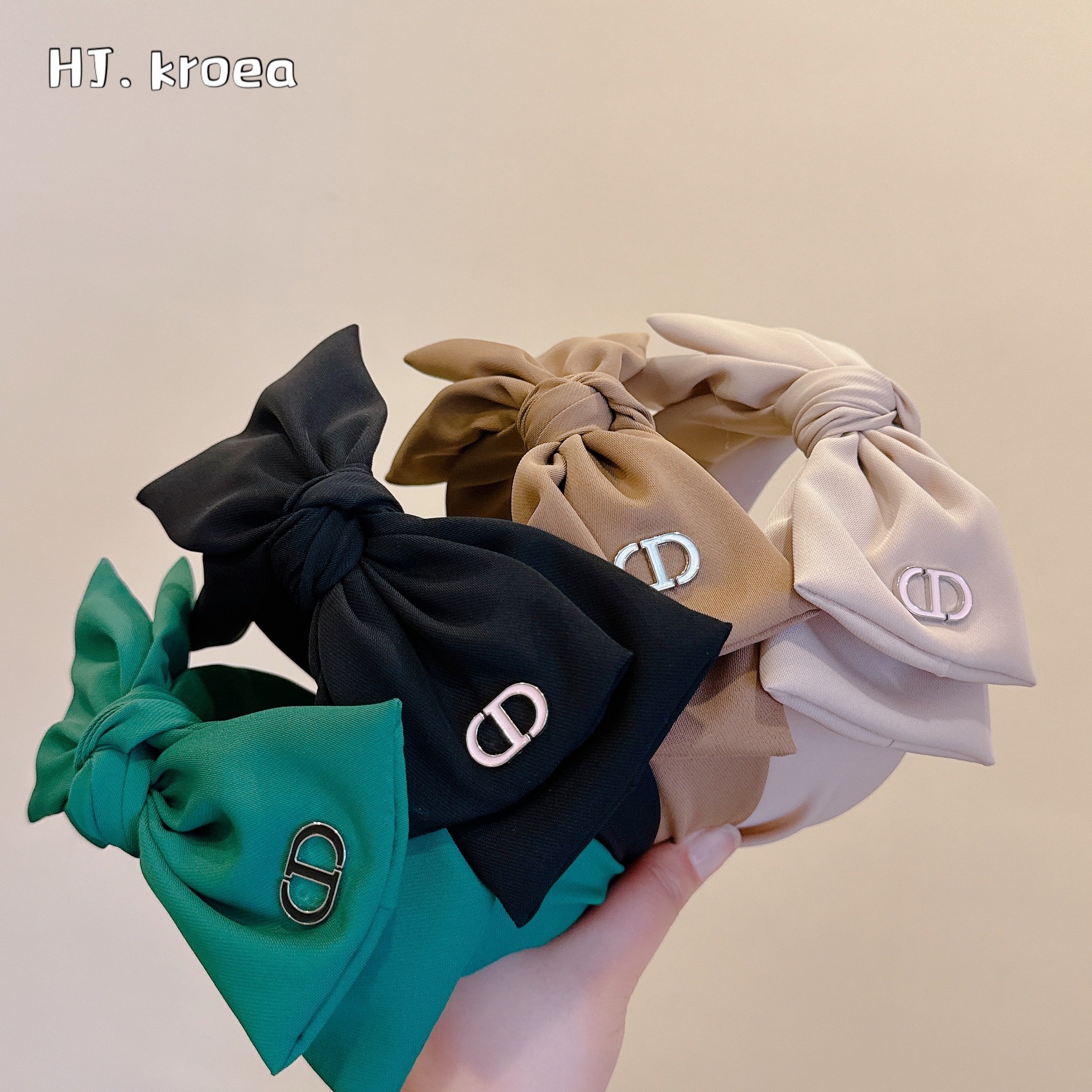 2024新品～夏季百搭素色大版蝴蝶結頭箍外出頭包臉減齡顯臉小發卡