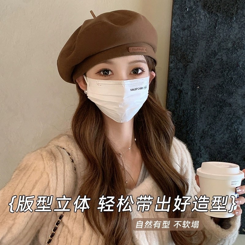 新款贝雷帽子女韩版秋季百搭显脸小画家帽冬季保暖文艺复古八角帽|undefined