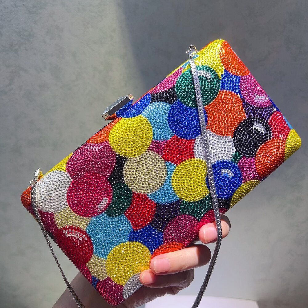 Túi clutch nữ đính đá dạ hội hình bong bóng cầu vồng — Bong bóng cầu vồng, Tùy chỉnh màu sắc khác/300 đơn hàng tối thiểu chi tiết 2