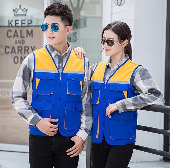 工作服马甲印logo工地拼色反光装修团队背心多口袋志愿者工装定制|undefined