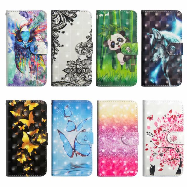 Sony L4 painted 3D mobile phone case for LG K61 card flip wallet G8 leather case OPPO A52 protective case