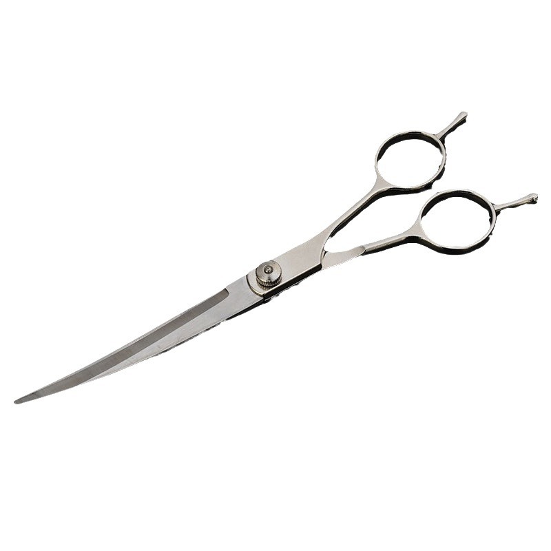 Fábrica directa PET tijeras planas tijeras de 7 pulgadas tijeras de pelo de mascota tijeras corte de pelo curvado belleza tijeras conjunto