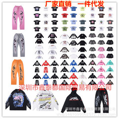 24FW バッチアメリカンストリートヘルスタースポーツパーカー男性と女性のプルオーバースウェットシャツとスウェットパンツスーツ