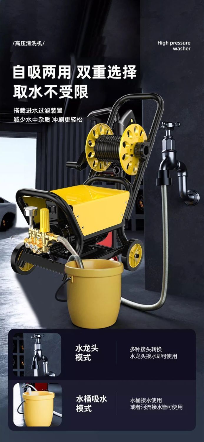 Giant Dragon Black Cat High-Pressure Car Washing Machine for Cleaning Gardens, Household Cleaning, Construction Sites, Powerful Vehicle Cleaning, Car Washing Pump
