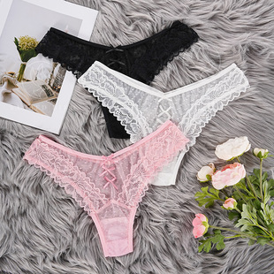 French style plus size sexy lace transparent sexy special underwear personalized bow low waist pure girl briefs