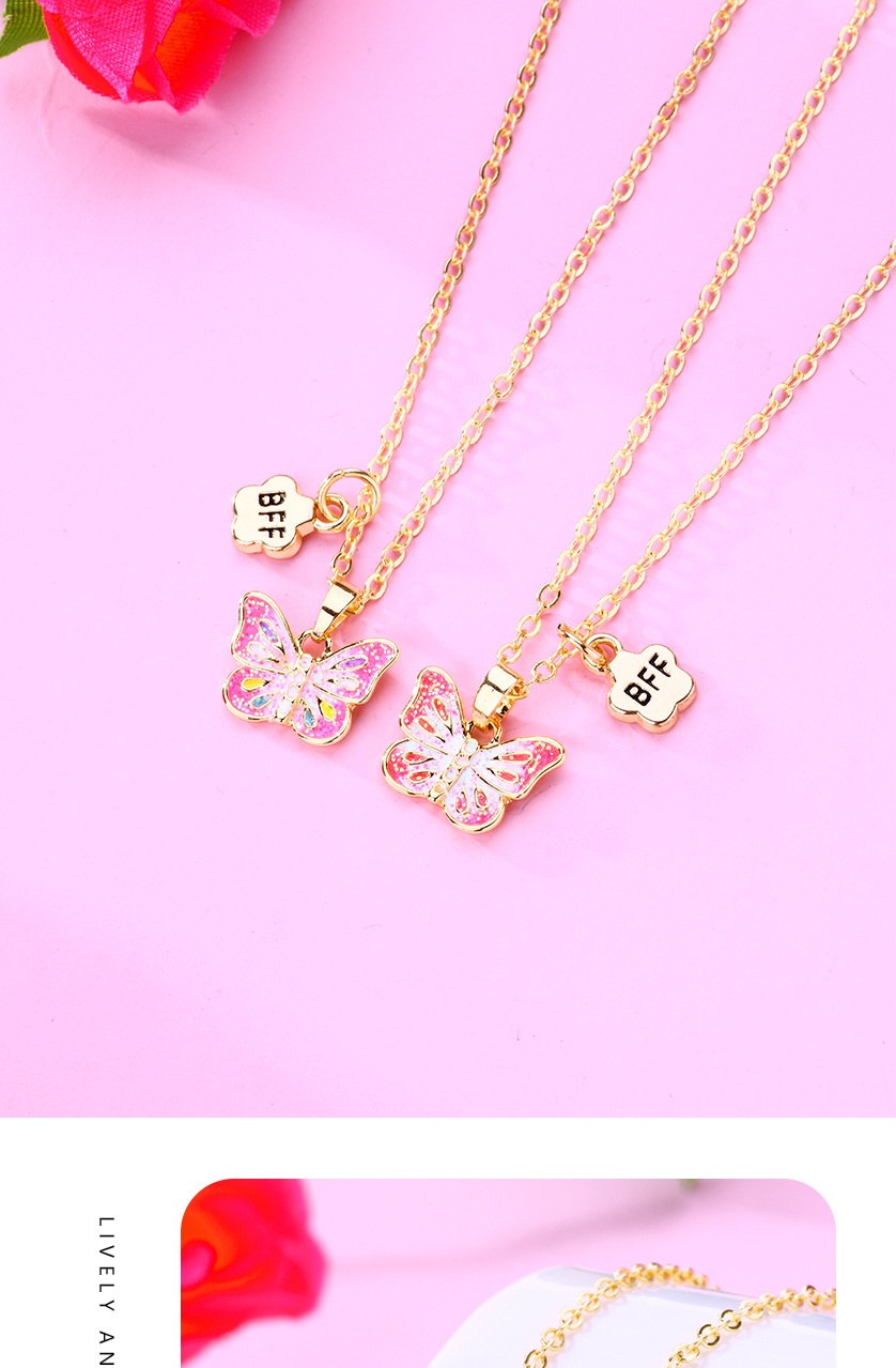 1 Set Cute Butterfly Alloy Sequins Enamel Plating Girl's Pendant Necklace display picture 1