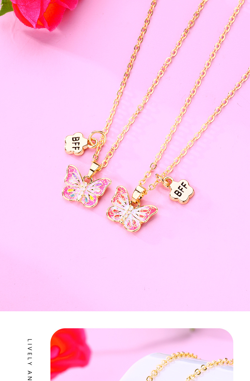 12g Weight Pendant Necklace Classification cable chain Chain Type 1 Set Quantity 1 Set Cute Butterfly Alloy Sequins Enamel Plating Girl's Pendant Necklace