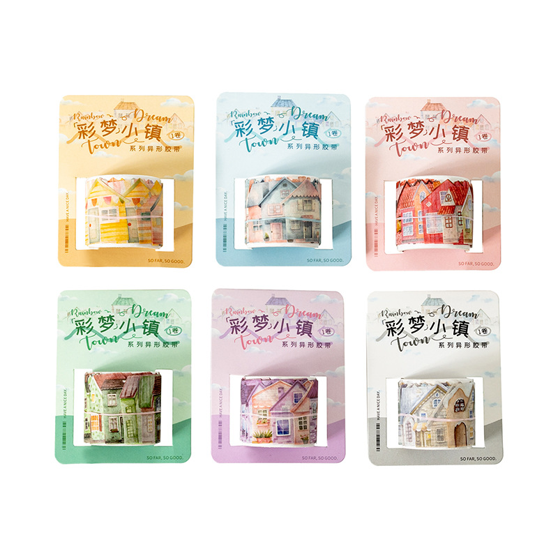 Ketchup Girl Extraordinario y cinta adhesiva de papel Dream Village serie de casa retrógrada tema de mano cinta adhesiva de paisaje