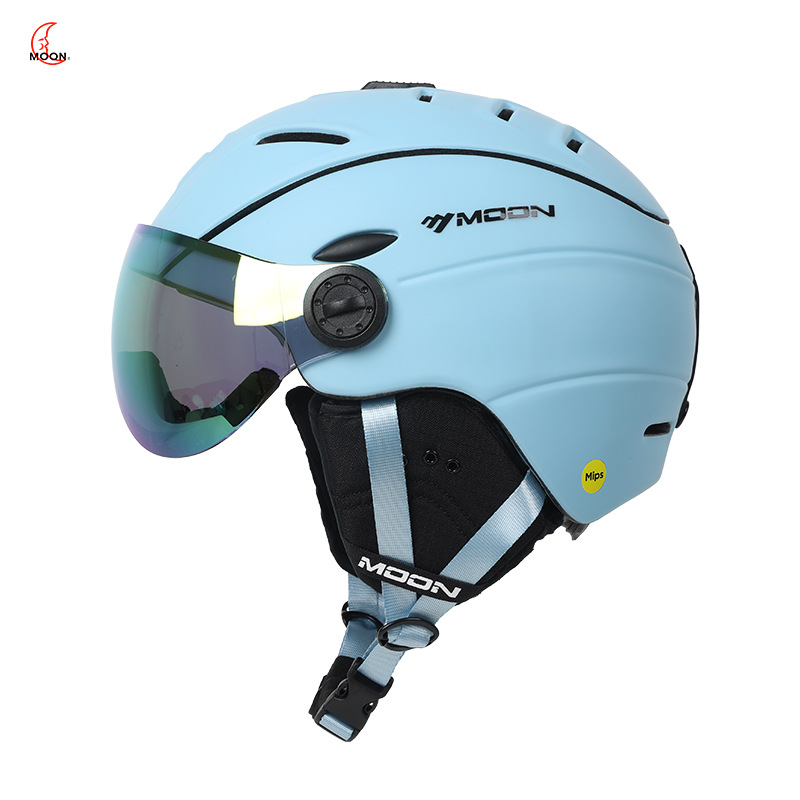 Moonスキーmipsヘルメットクロスボーダー電商鎧風鏡付き一体成型男女保護スキーヘルメット