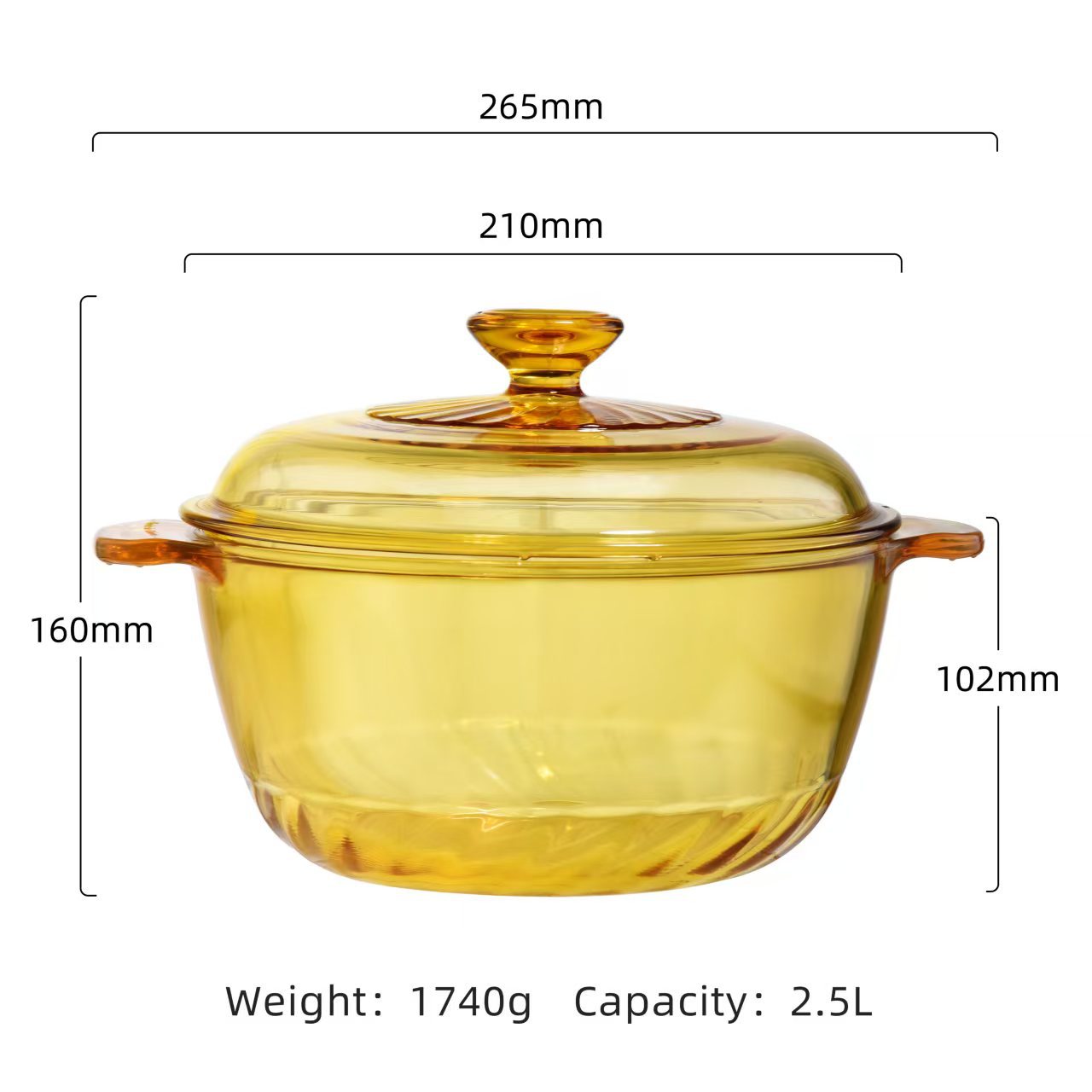 JX 금박 투명 냄비 2.5L (국산, 코렐론 제품 아님)