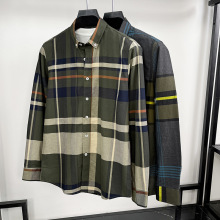 高档长袖衬衫纯棉新款时尚休闲男士衬衣春秋免烫中年男装格子上衣