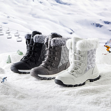 HOBIBEAR成人雪地靴冬季中筒长毛绒棉靴户外滑雪保暖靴子厂家直销