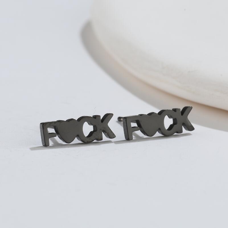 Fashion Letter Titanium Steel Ear Studs Plating No Inlaid Stainless Steel Earrings display picture 4