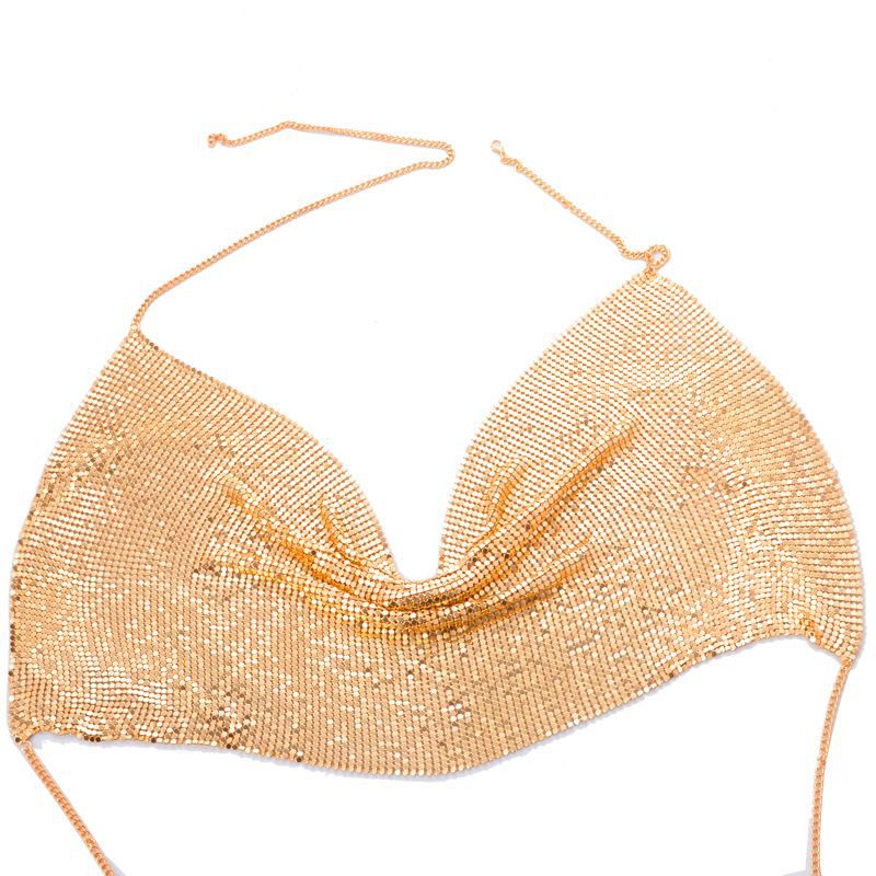 Cadena de metal europea y americana para bikini, cadena corporal, moda de verano, cadena para el pecho, collar tipo sujetador, accesorio para el pecho.