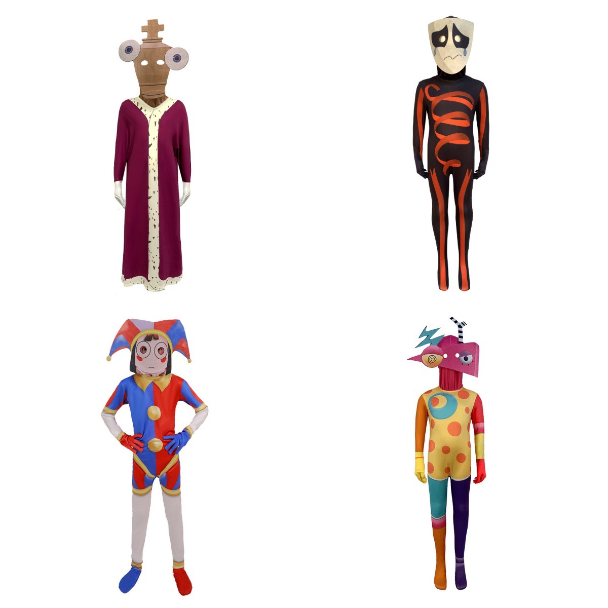Halloween Stage Performance Costumes, Magic Digital Circus Cosplay Costumes, Tight-Fitting 3D Long-Sleeved Jumpsuits