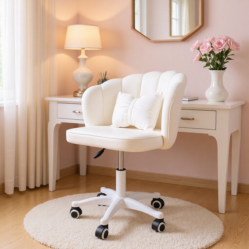 Cute Computer Chair for Girls, Comfortable Swivel Chair with Adjustable Backrest for Bedroom, Dormitory, Office, Makeup, and Desk Use Cute Computer Chair for Girls, Comfortable Swivel Chair with Adjustable Backrest for Bedroom, Dormitory, Office, Makeup, and Desk Use