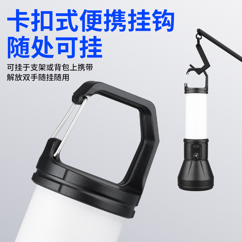 Luz de camping multifuncional transfronteriza iluminación portátil iluminación de atmósfera luz brillante al aire libre con gancho linterna LED de tienda
