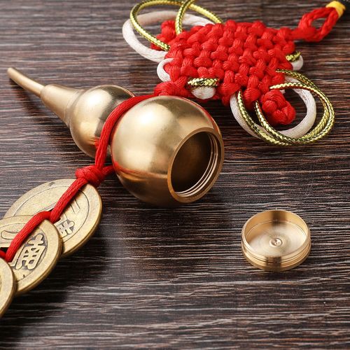 Copper Chinese knot Five Emperors coin Chinese knot car ornament copper gourd, can be filled with cinnabar, accessory factory wholesale