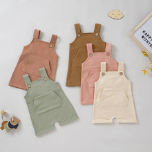 外贸童背带裤卫衣布童裤有机棉连体裤宝宝背带裤Ins风婴儿背带裤