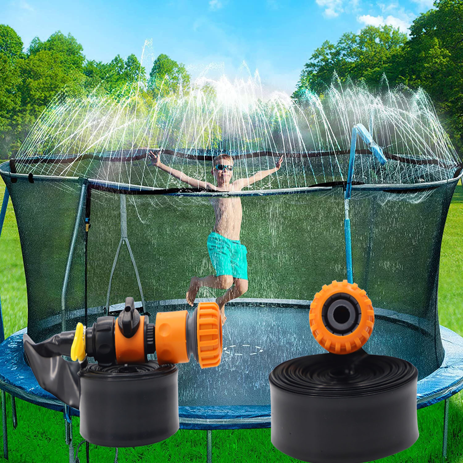 Trampoline Sprinkler System For Kids Water Fun In Garden_voghion.com
