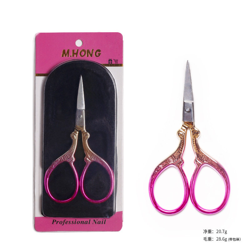 Nuevas tijeras transfronterizas de cejas en forma de grúa tijeras pequeñas Retro Para rizador de cabello salón de uñas tijeras pequeñas especiales para Injerto de pestañas