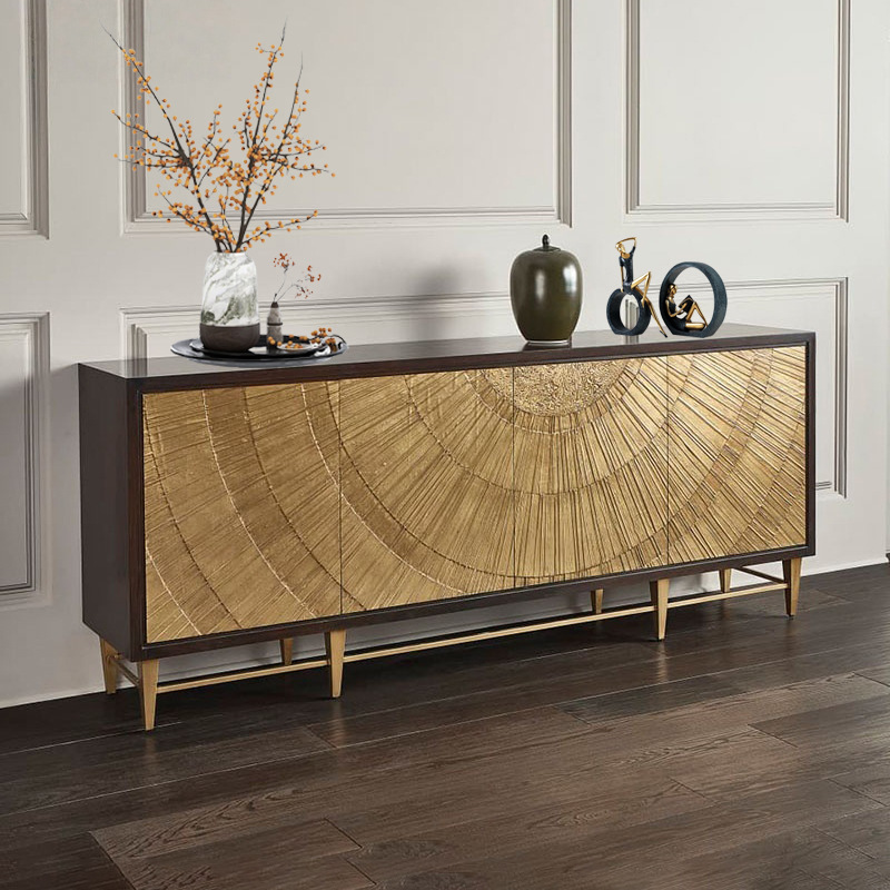 Medieval Style Solid Wood Sideboard Retro High-End Living Room Entrance Cabinet Designer Decorative Storage Cabinet 2025 New Style