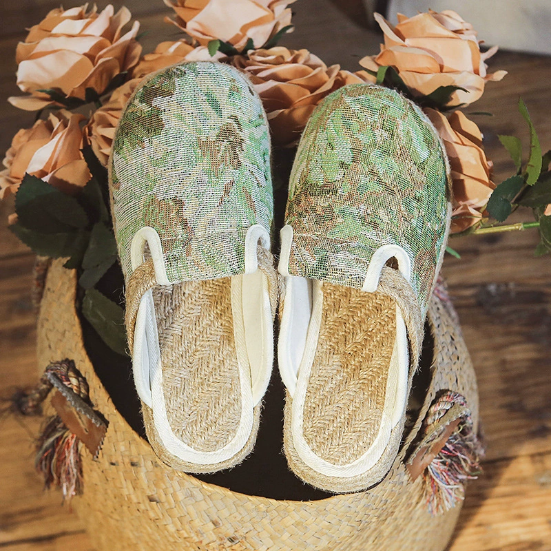 Баотоу тапочки женские новые идиллические льняные старые пекинские туфли