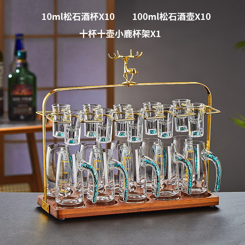 Foil de oro de gama alta taza de licor conjunto casero de alto nivel licor ligeramente lujoso de alto grado licor taza de bala de licores un sorbo de taza