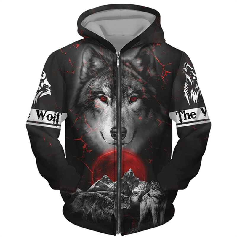 Spring and Autumn 3D Digital Printing Tiger Series Hoodie Fashion Men'S/Women's Zipper Cardigan Personalized Couple Sweatshirt