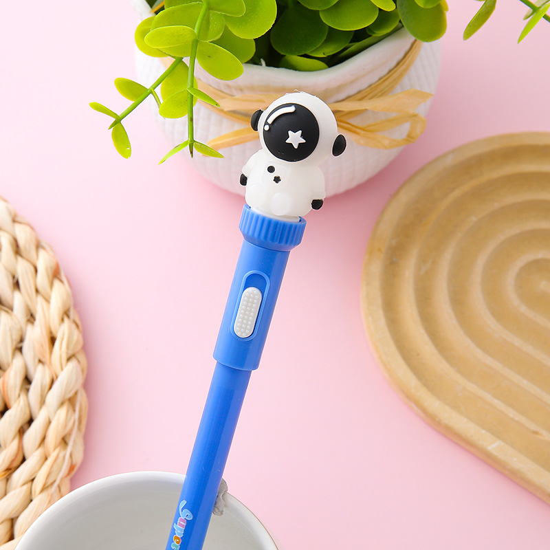 Bolígrafo giratorio con luz Bolígrafo de neutro de astronauta Bolígrafo de agua luminosa de descompresión de estudiantes creativos Bolígrafo de firma de oficina al por mayor