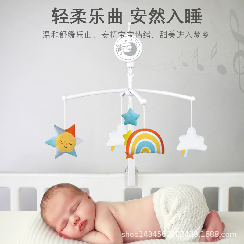 Bebé cama campana sonajero juguete en stock Arco Iris música soporte cabecera comodidad infantil 0 años educación temprana juguete