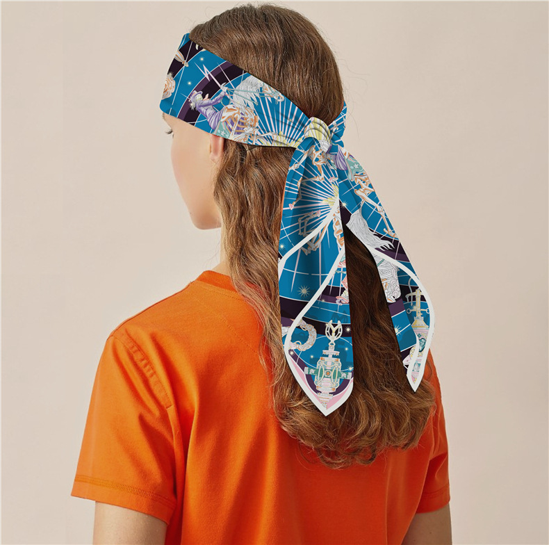 Regali di seta in twill quadrato di seta, fasce per capelli, decorazioni professionali, nastri, dolce stile principessa, cielo stellato piccolo_voghion.com