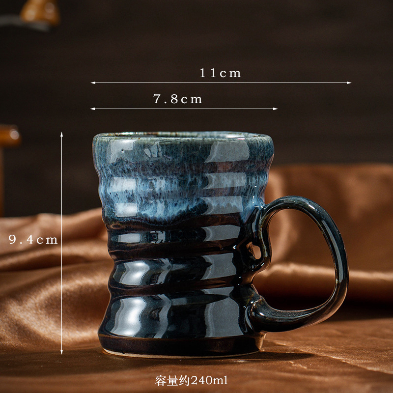 窯変コーヒーカップ セラミックマグカップ レトロ家庭用ウォーターカップ クロスボーダー粗陶器 大容量ビールカップ 軽奢|undefined