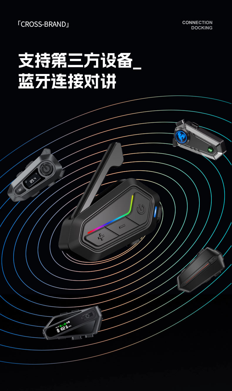 Outdoor Cycling 24-Person Real-Time Intercom Helmet Headset Cross-Brand Music Sharing Motorcycle Helmet Bluetooth Headset