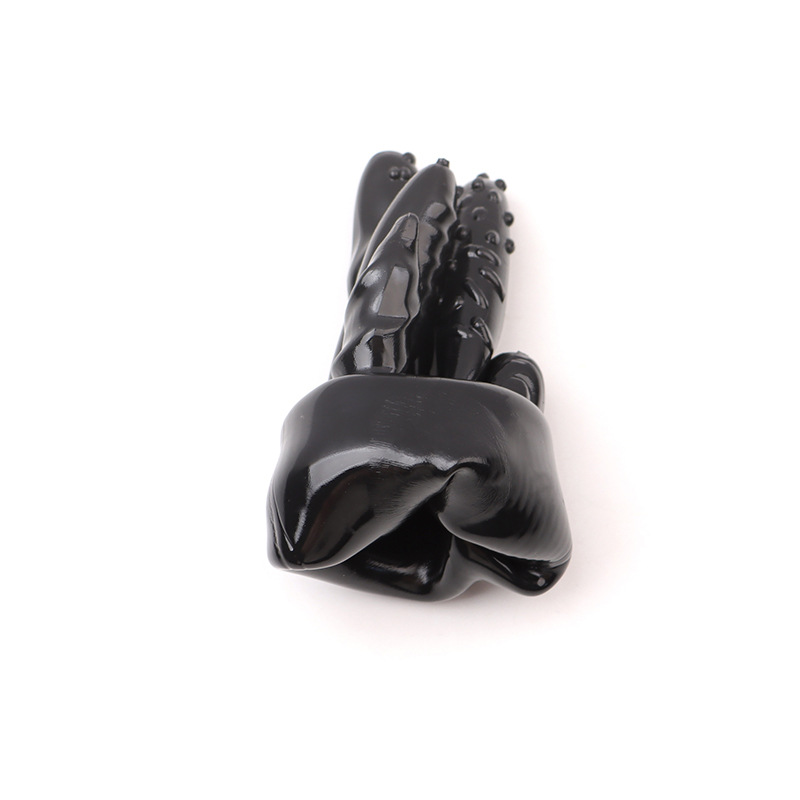 Finger Cots Textured Clitoral Stimulation Gloves with Lubricant, Black TPE — detail image 8