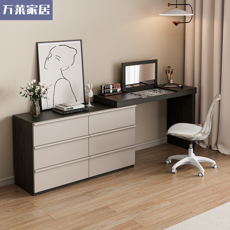 Flip-Top Solid Wood Dressing Table and Drawer Cabinet Integrated Bedroom Makeup Storage Cabinet New Style Bedside Computer Desk Simple Wholesale