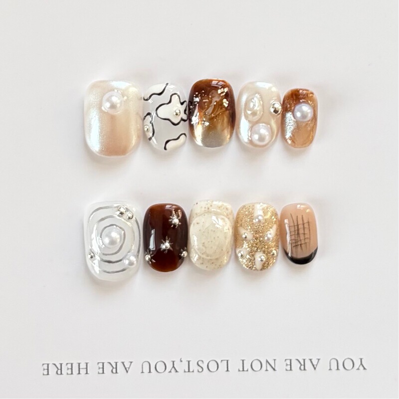 Purely Handmade Wearable Nails Niche Smudged Magic Mirror Powder Swirl New Style Personalized High-End Whitening Manicure Wholesale Purely Handmade Wearable Nails Niche Smudged Magic Mirror Powder Swirl New Style Personalized High-End Whitening Manicure Wholesale