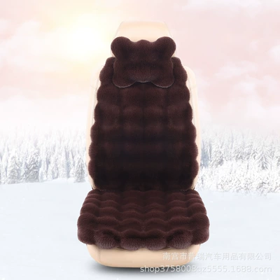 Wool pad winter figure plush cushion plush - brown-driver-headrest